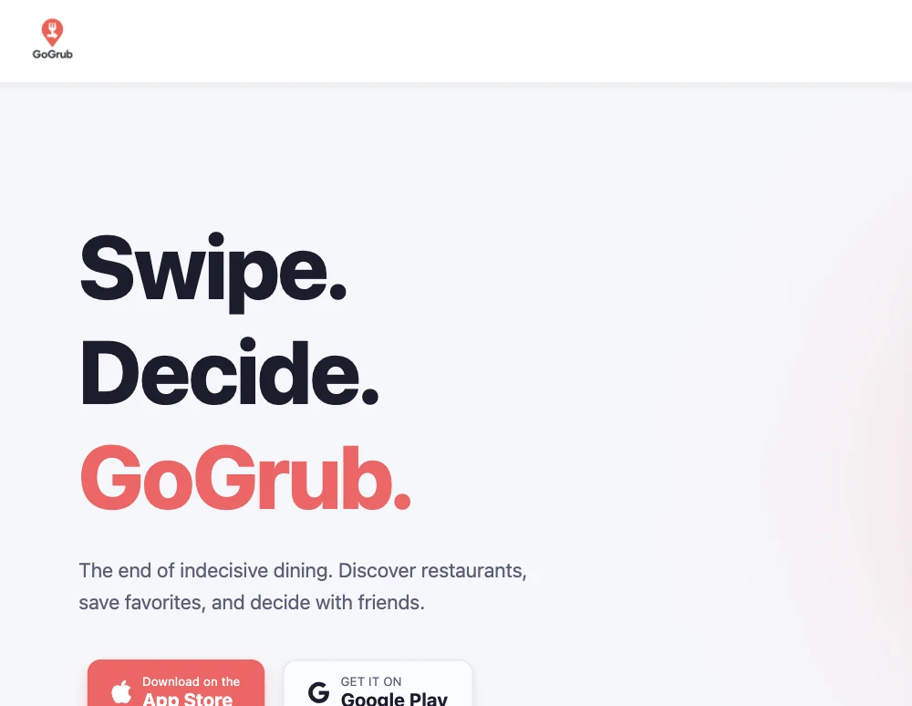 The gogrub.io home page